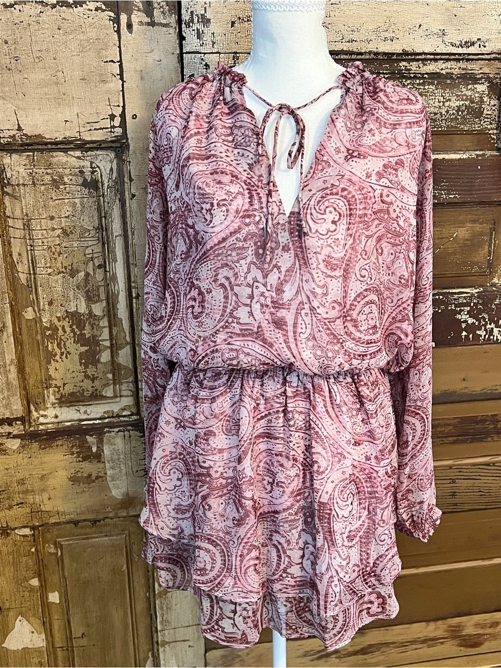 VICI Romantic Paisley Long Sleeve Tiered Dress NWOT